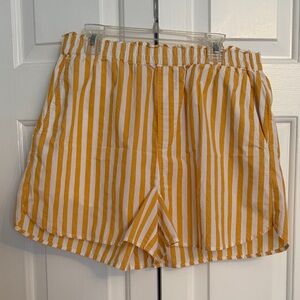 Madewell Orange/Yellow & White Striped High-Waist Pull on Shorts